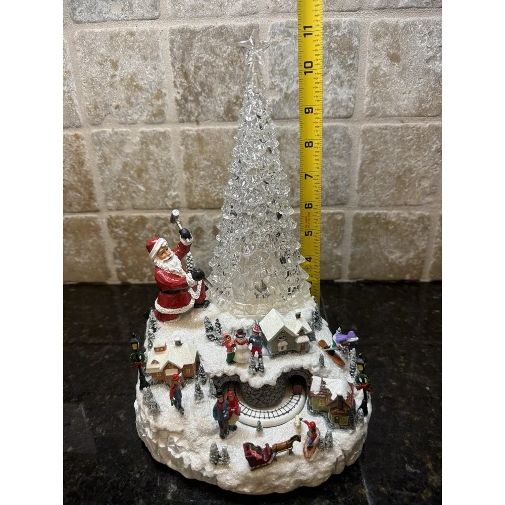 Icy Craft Christmas Tree LED Musical Scene Santa Trains 8 Songs Motion Decor NEW